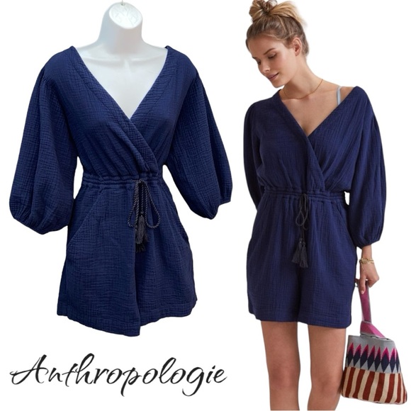 Anthropologie Pants - Anthropologie Women’s XS Navy Blue Celia Gauzy Lounge Short Romper